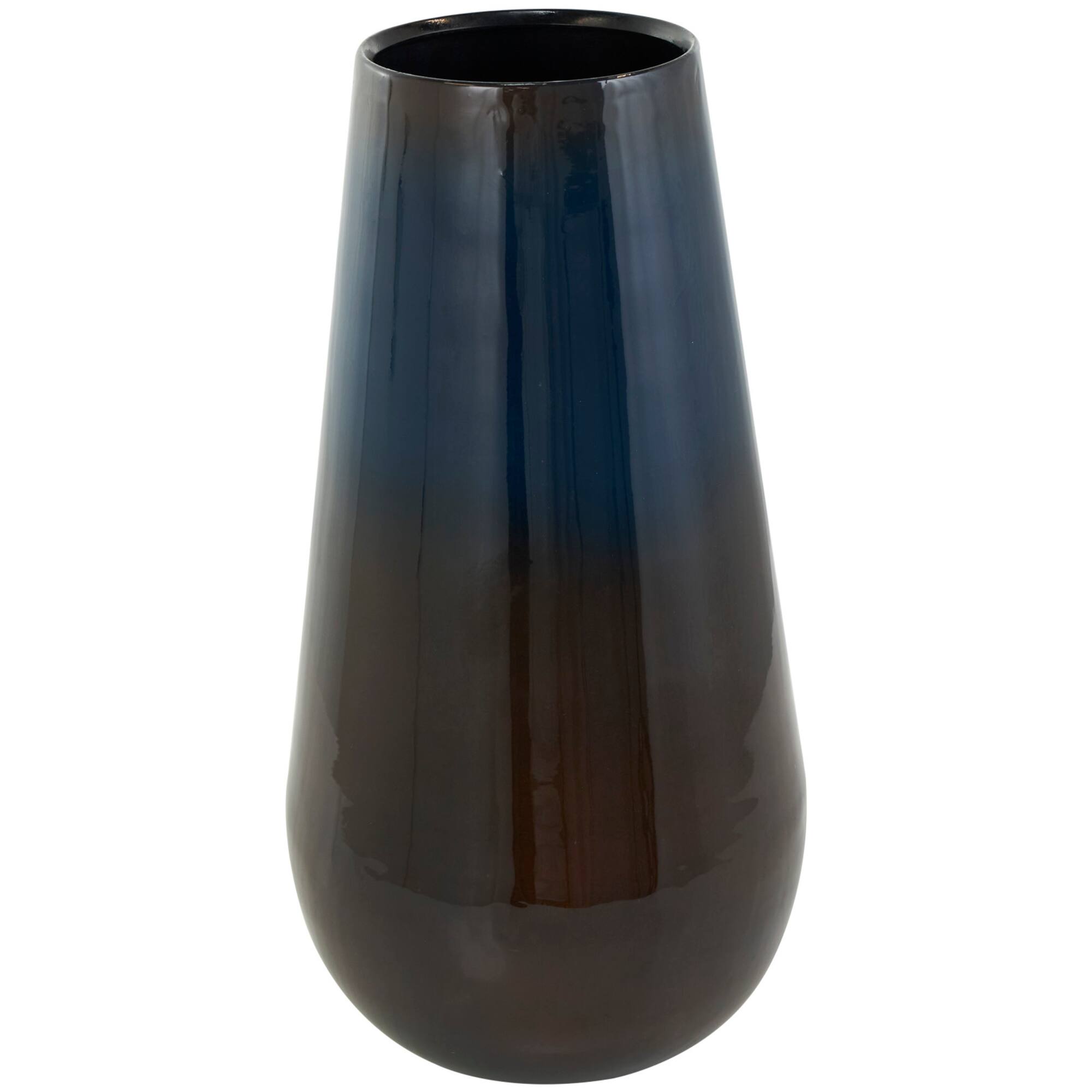 16" Blue Metal Ombre Vase with Brown Accents